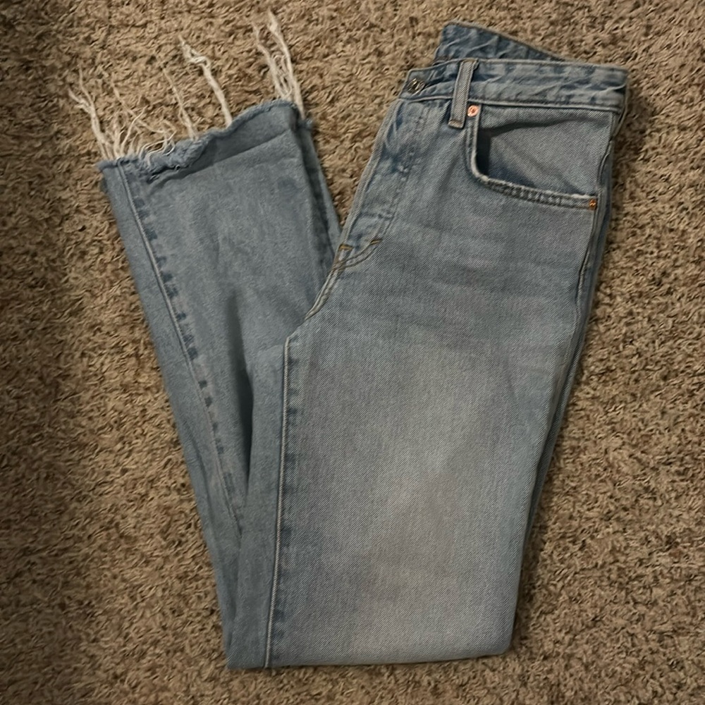 High waisted button up jeans